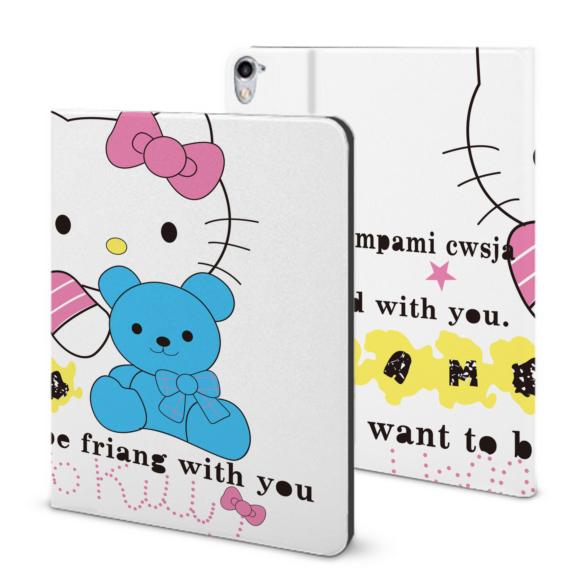 （画像用） Hello Kitty ハローキティ IPad ケース ブック型 PUレザー TPU 耐衝撃 軽量 薄型 ペン収納なし 全面保護 IPad 各モデル対応